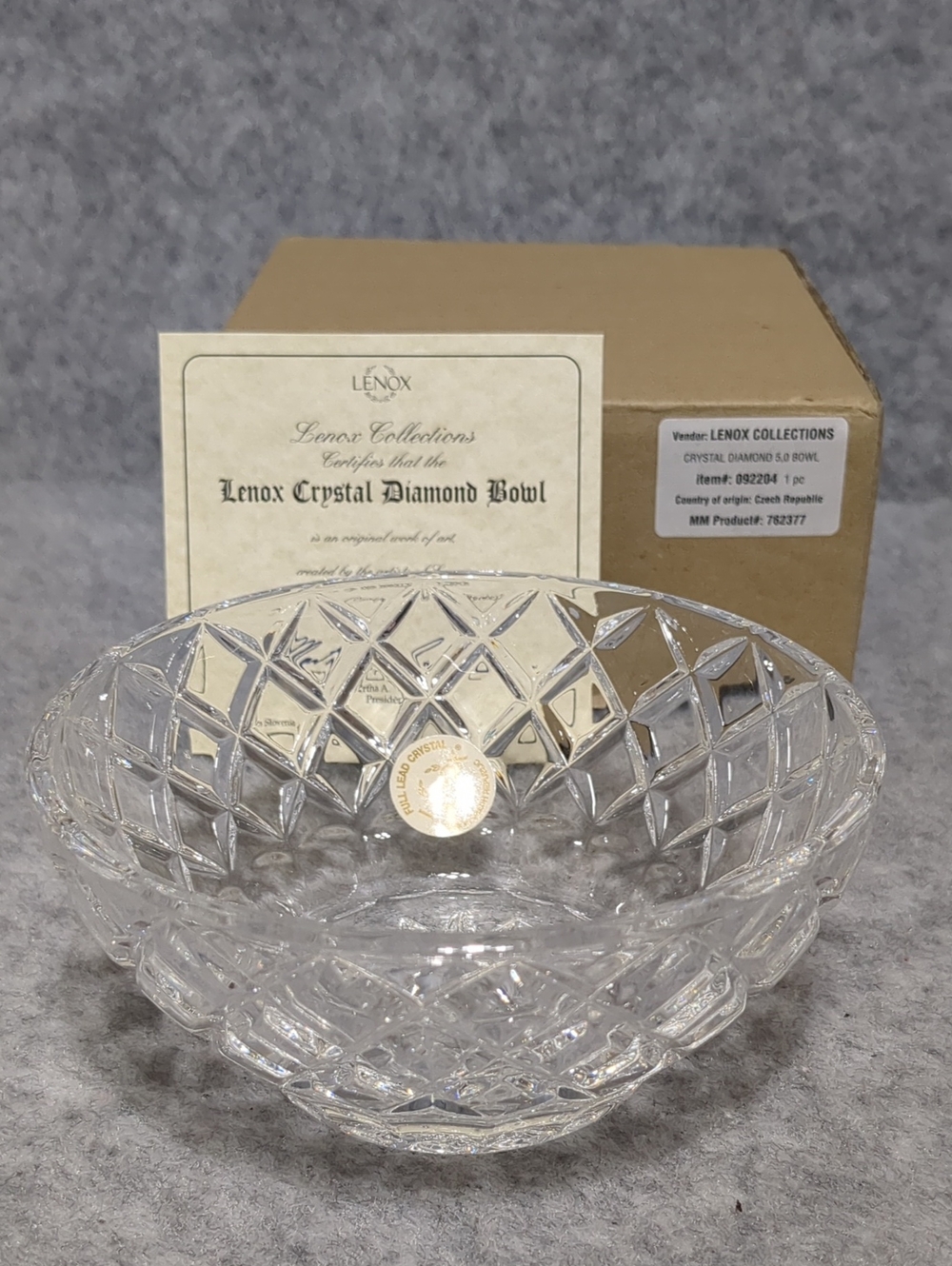 Vintage Lenox Full Lead Crystal 5" Diamond Bowl NIB
